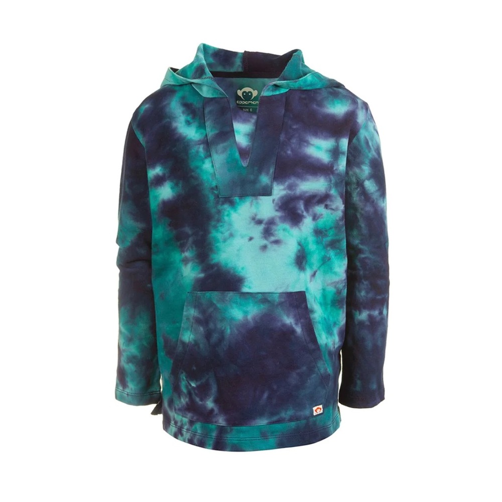 Size 12 Boys Green and Black Tie Dye V Neck Hoodie.